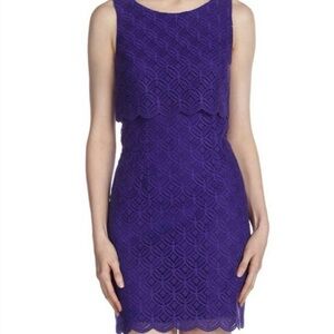 Laundry By Shelli Segal Textured Purple Midi Dress